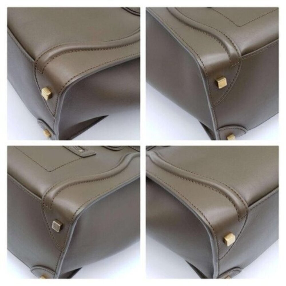 Authentic Celine Nano Luggage Taupe Leather Tote Bag Top Handle Crossbody Luxury - Picture 10 of 16